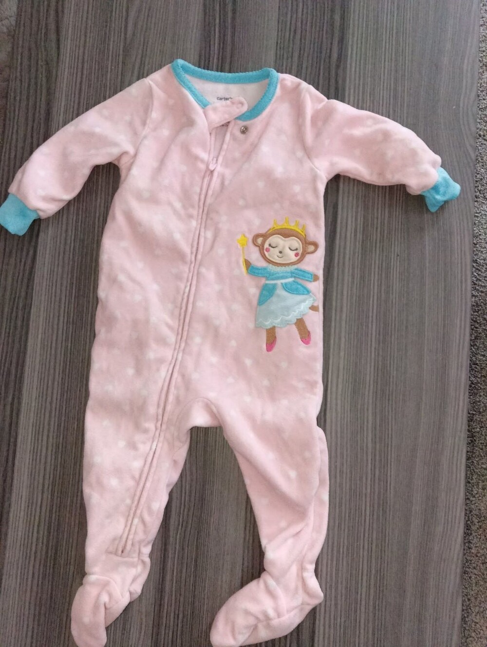 Baby Girls Carter's 6m Monkey Sleeper Pj Pajama Sleepwear